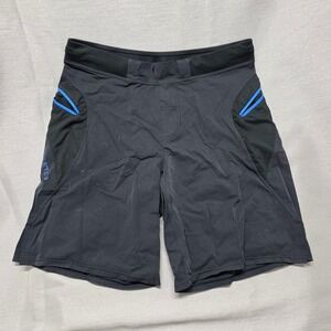 Hylete Mens Training Shorts Black Blue Zipper Pockets Athletic Gym Workout 9in
